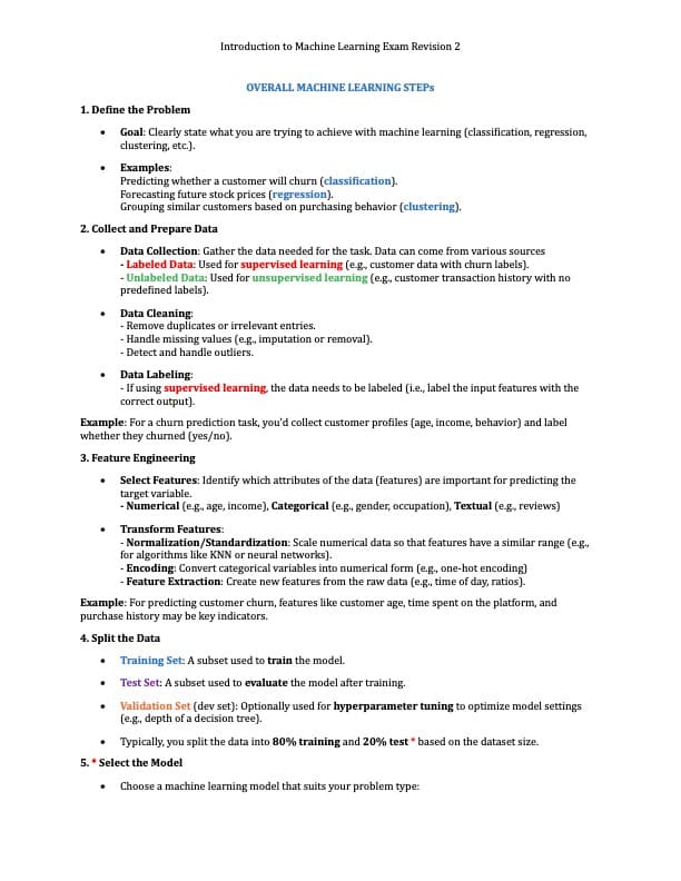 Machine Learning Steps